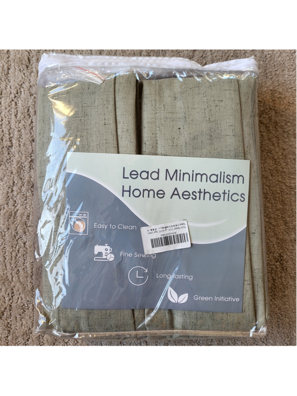 Sage Green Pinch Pleat Lined Curtains - 52x90 - Back Tab - 2 Panels - NWOT